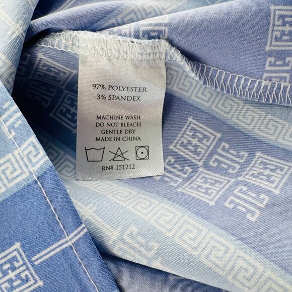 Michelle McDowell Womens Large Blue & White Patterned Smocked Blouse - Picture 3 of 5